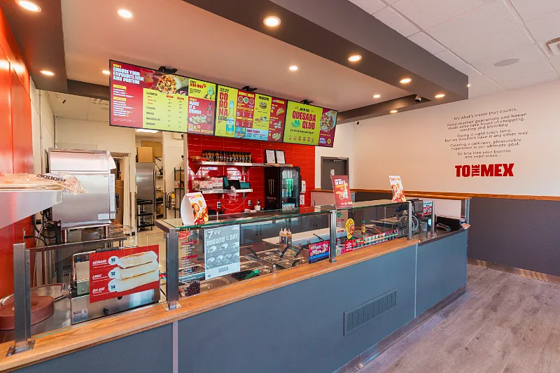 Quesada Burritos & Tacos restaurant build-out in Kamloops, BC by Double G Construction